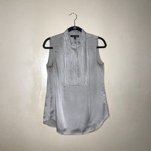 Banana Republic Satin Gray Sleeveless Blouse